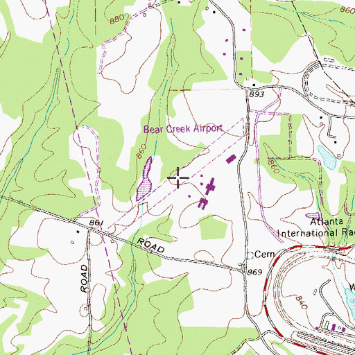 Topographic Map of Bear Creek Airport (historical), GA