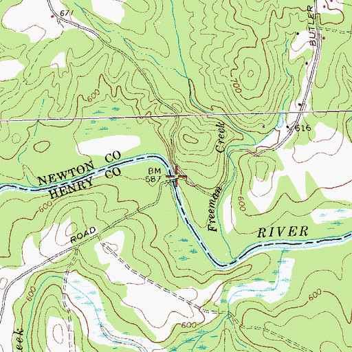 Topographic Map of Butler Bridge, GA