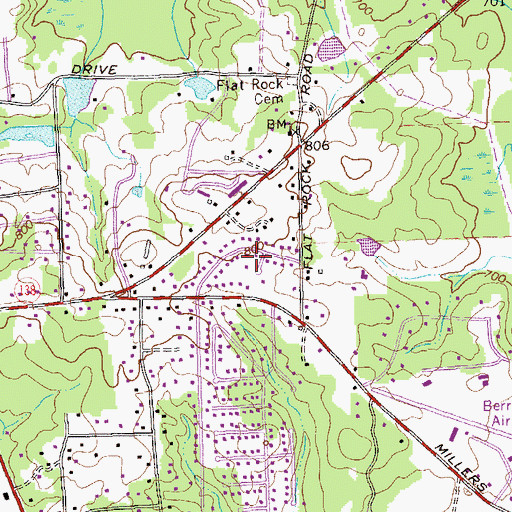 Topographic Map of Brownwood, GA