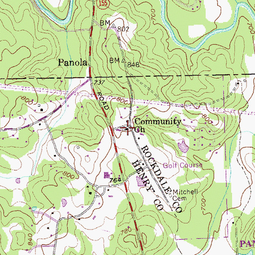 Topographic Map of Community Church, GA