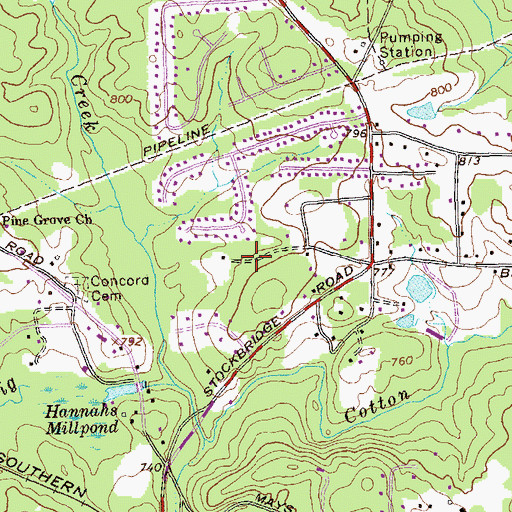 Topographic Map of Cotton Indian Creek, GA