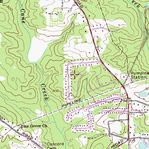 Topographic Map of Country Roads, GA