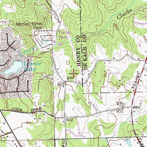 Topographic Map of Creek Cove, GA
