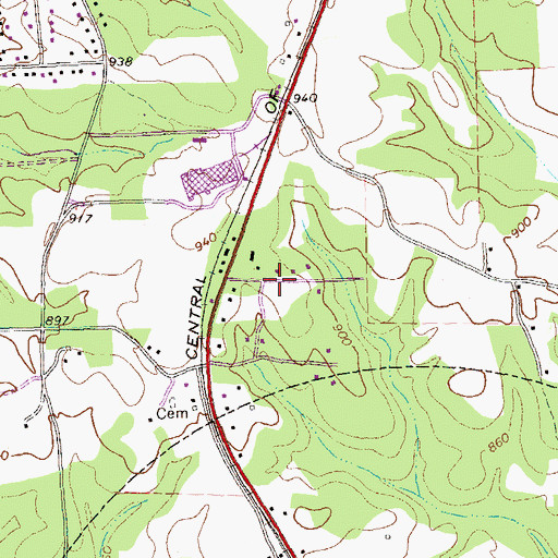 Topographic Map of Crystal Springs, GA