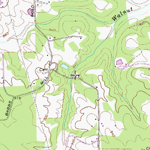 Topographic Map of Babb Mill (historical), GA