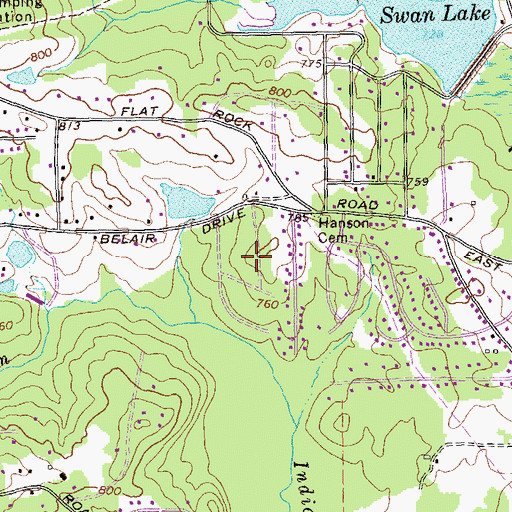 Topographic Map of Belair Woods, GA