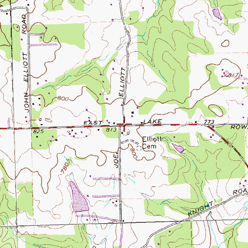Topographic Map of Elliotts Store (historical), GA