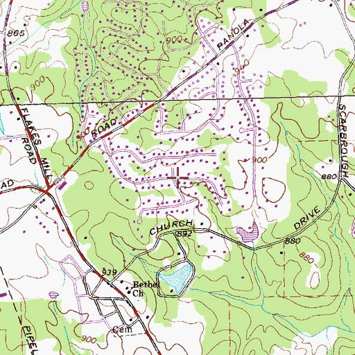 Topographic Map of Fairfield Glen, GA