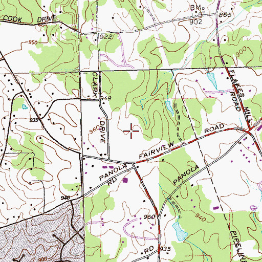 Topographic Map of Fairview Station, GA