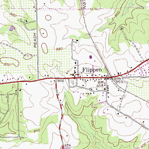 Topographic Map of Flippen Methodist Church, GA