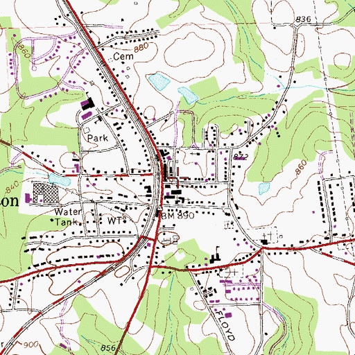 Topographic Map of Hampton City Hall, GA