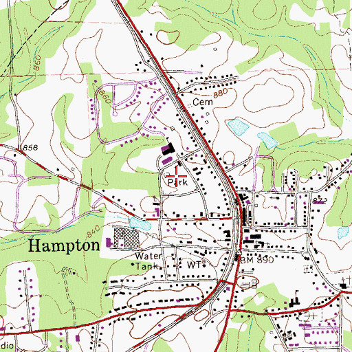 Topographic Map of Hampton City Park, GA