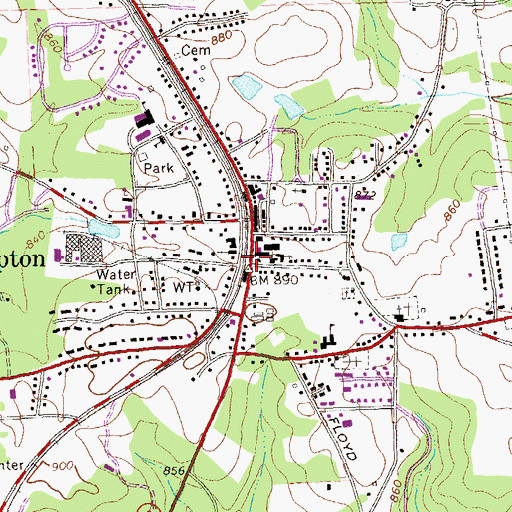Topographic Map of Hampton Post Office, GA