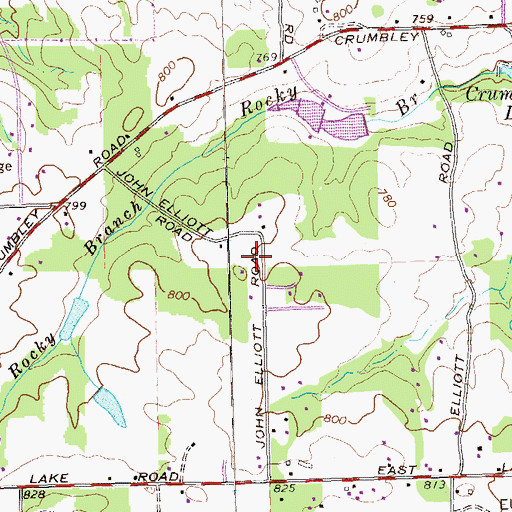 Topographic Map of Hartfield and Everitt Cemetery, GA