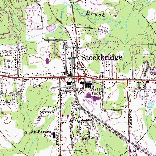 Topographic Map of Henry County Shopping Center, GA