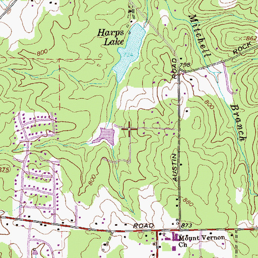 Topographic Map of Hidden Lakes, GA