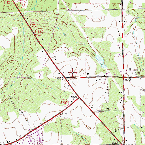 Topographic Map of Hudson-Pair-Steele Cemetery, GA