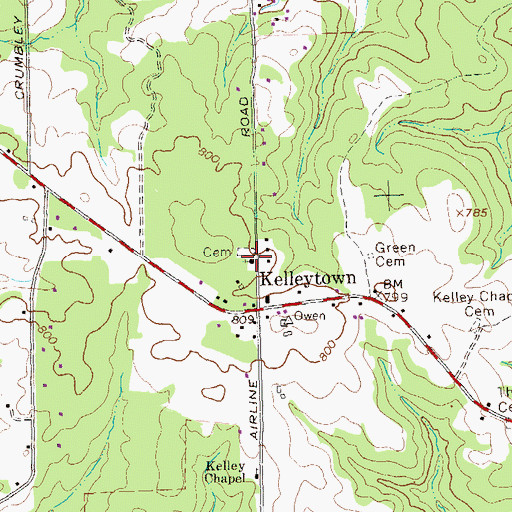 Topographic Map of Kelley Presbyterian Church, GA