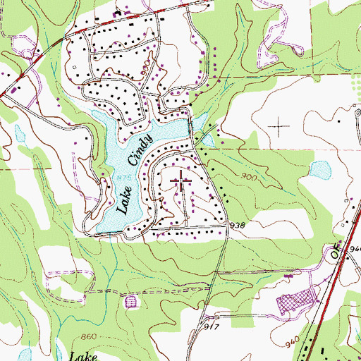 Topographic Map of Lake Cindy Estates, GA