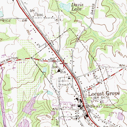 Topographic Map of Locust Grove City Hall, GA