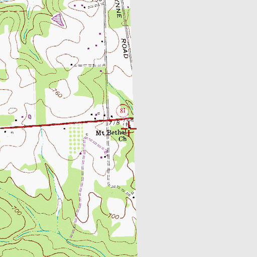 Topographic Map of Mount Bethel Campground (historical), GA