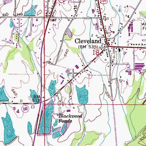 Topographic Map of Cleveland Post Office, AL