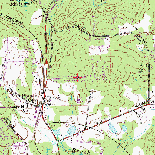 Topographic Map of Oakhill, GA