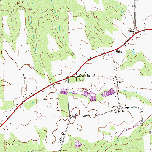 Topographic Map of Oakland School (historical), GA