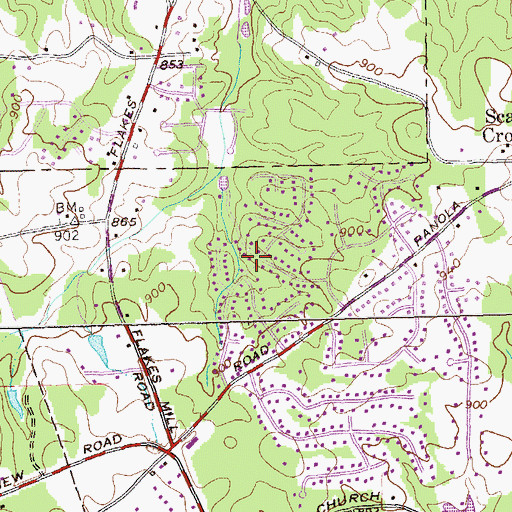 Topographic Map of Panola Woods, GA