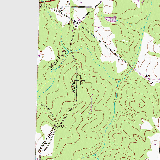 Topographic Map of Pine Hill School (historical), GA