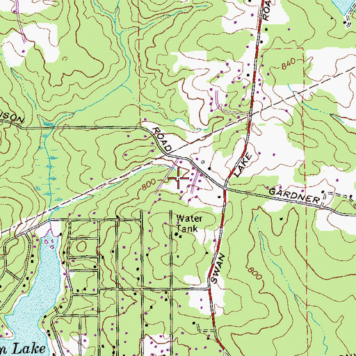 Topographic Map of Pinecrest, GA