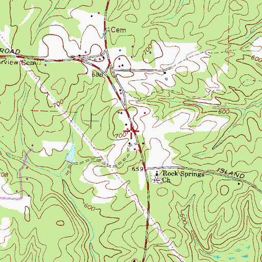 Topographic Map of Rock Springs School (historical), GA