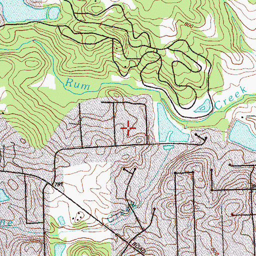 Topographic Map of Rum Bridge Estates, GA