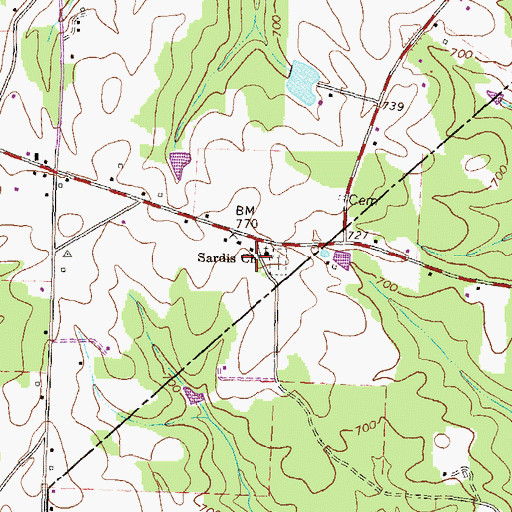 Topographic Map of Sardis Campground (historical), GA