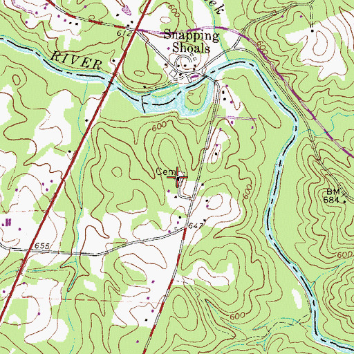 Topographic Map of Snapping Shoals Methodist Church, GA