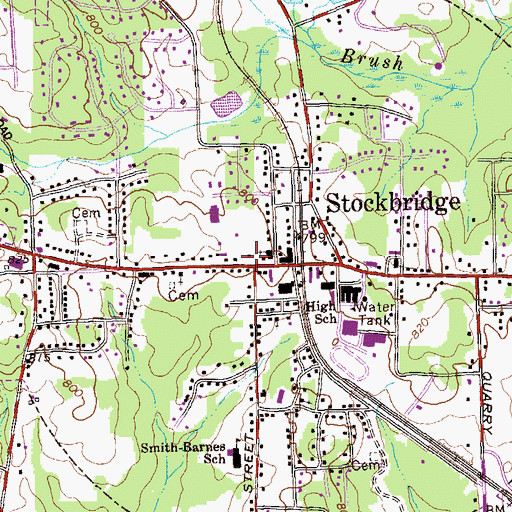 Topographic Map of Stockbridge City Hall, GA