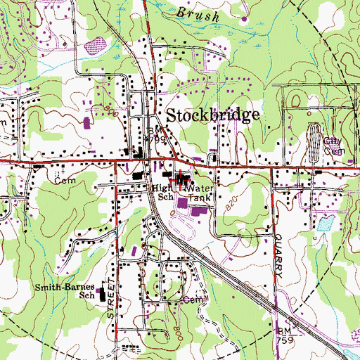 Topographic Map of Stockbridge Elementary School, GA