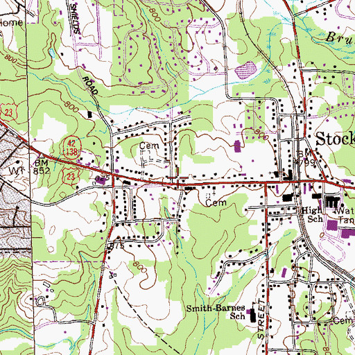 Topographic Map of Stockbridge Post Office, GA