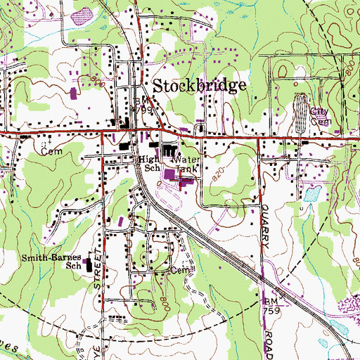 Topographic Map of Patrick Henry High School Main Campus, GA