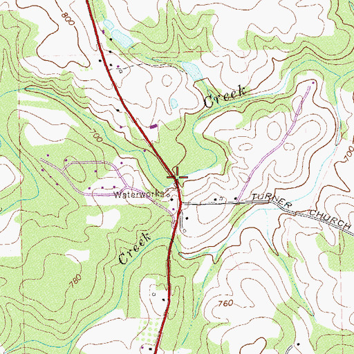 Topographic Map of Walkers Bridge, GA