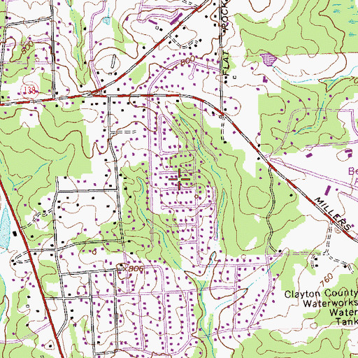Topographic Map of Woodhaven Estates, GA
