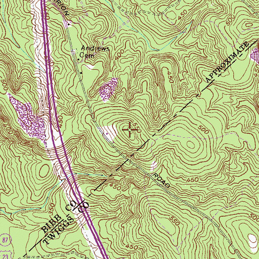 Topographic Map of Andrews Hill, GA