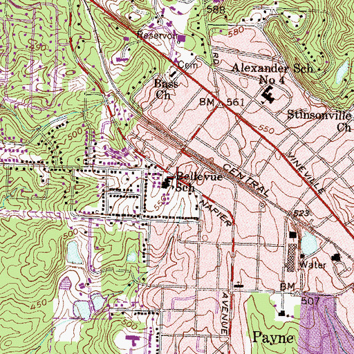 Topographic Map of Bellevue, GA