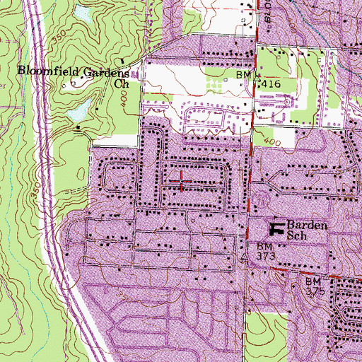 Topographic Map of Bloomfield Estates, GA