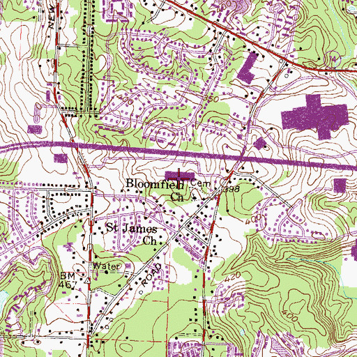 Topographic Map of Bloomfield Village Shopping Center, GA