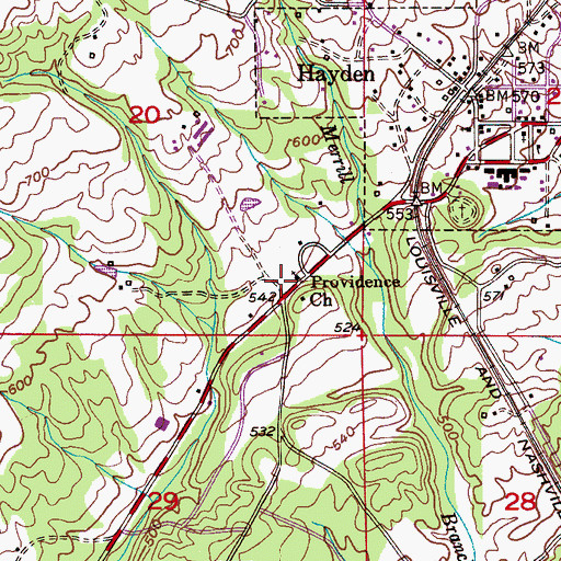 Topographic Map of Hayden Post Office, AL