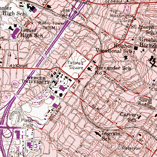 Topographic Map of Centenary United Methodist Church, GA