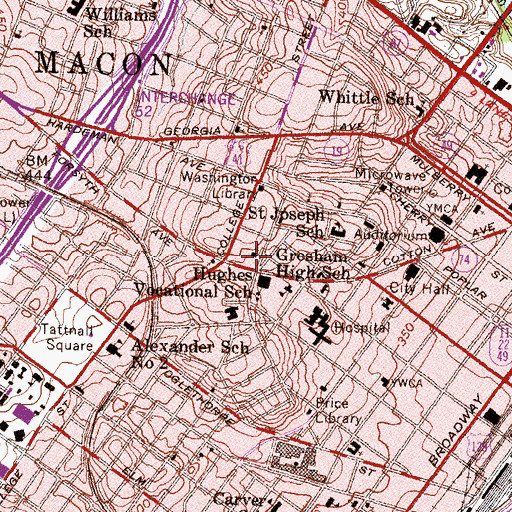 Topographic Map of Central Assembly of God Church, GA
