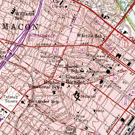 Topographic Map of Central Church of Christ, GA