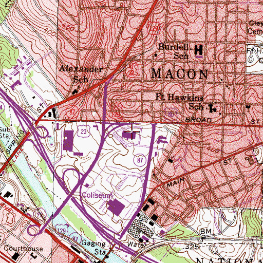 Topographic Map of Coliseum Medical Center, GA